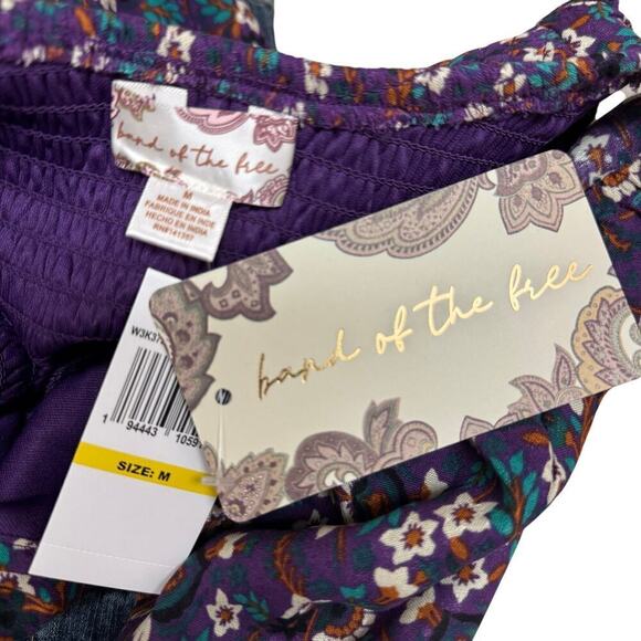 Band of the Free Coraline Purple Floral Crossover Mini Dress Medium. - Picture 6 of 8